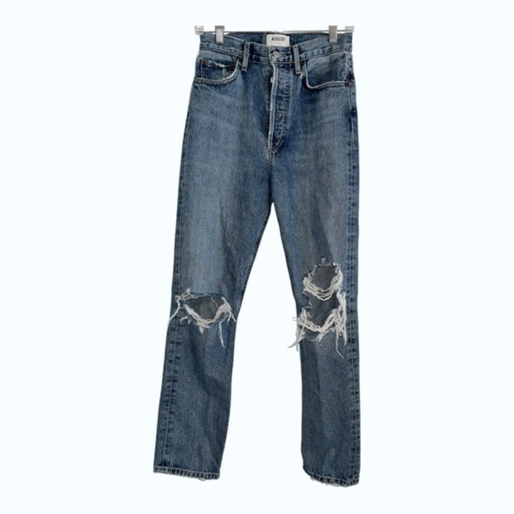 AGOLDE 90s Jeans  High Rise Relaxed Fit Distressed Denim Size 25 button fly